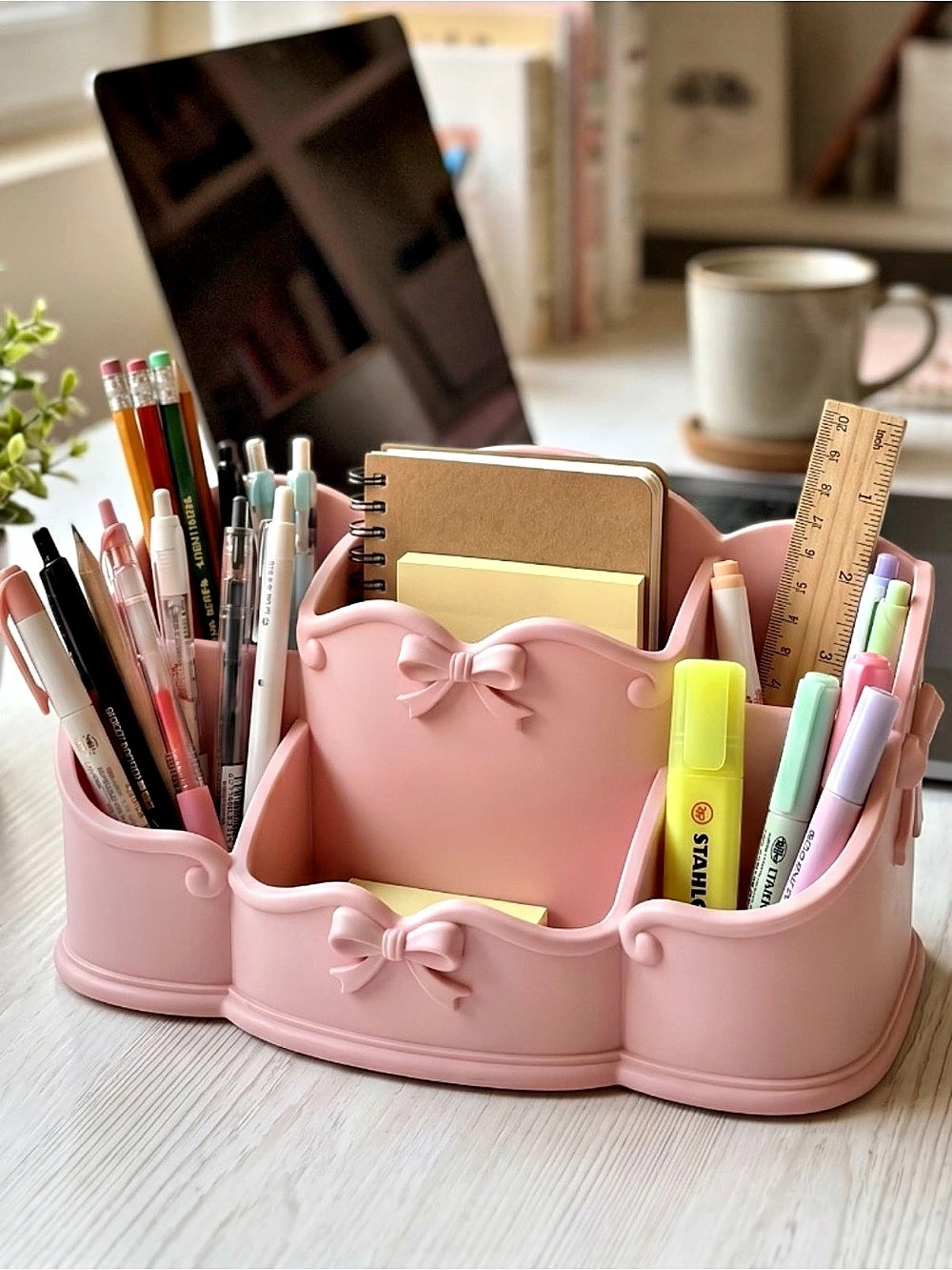 Pink Bow Desk Organizer